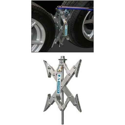 X-Chock Tire Locking Wheel Chock Stabilizer For RV Trailers Camper – With Ratchet Wrench