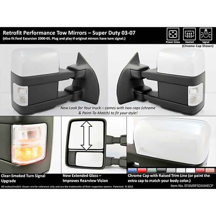  Buy Pro EFX FSD03HECP Tow Mirror Set 3-10 Ford Super-Duty - Towing