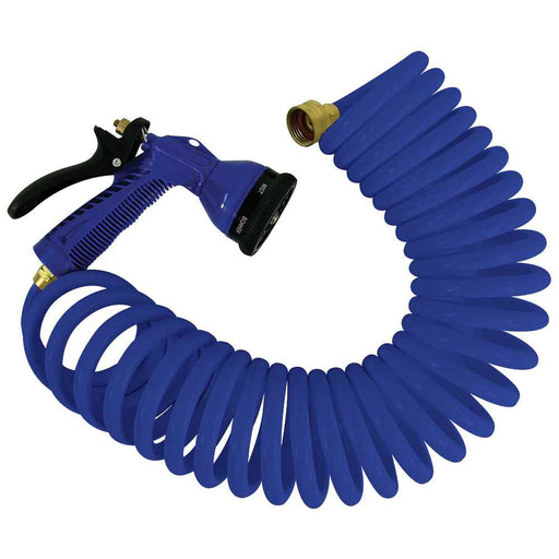 Buy Whitecap P-0441B 25' Blue Coiled Hose w/Adjustable Nozzle - Marine