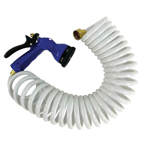 Buy Whitecap P-0441 25' White Coiled Hose w/Adjustable Nozzle - Marine