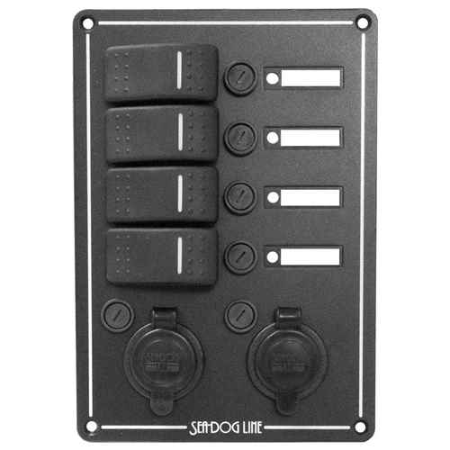 Buy Sea-Dog 425146-1 Switch Panel 4 Circuit w/Dual Power Socket &