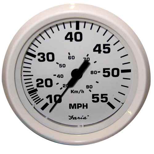 Buy Faria Beede Instruments 33112 Dress White 4" Speedometer - 55 MPH