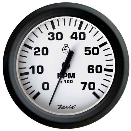 Buy Faria Beede Instruments 32905 Euro White 4" Tachometer 7000 RPM (Gas)