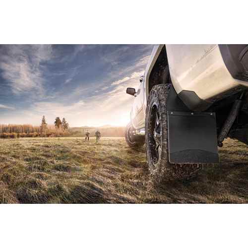 Mud Flaps Kick Back Mud Flaps Front 12" Wide - Stainless Steel Top and Weight