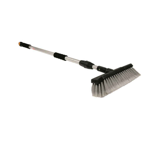RV Flow-Through Wash Brush with Adjustable Handle and Integrated Squeegee