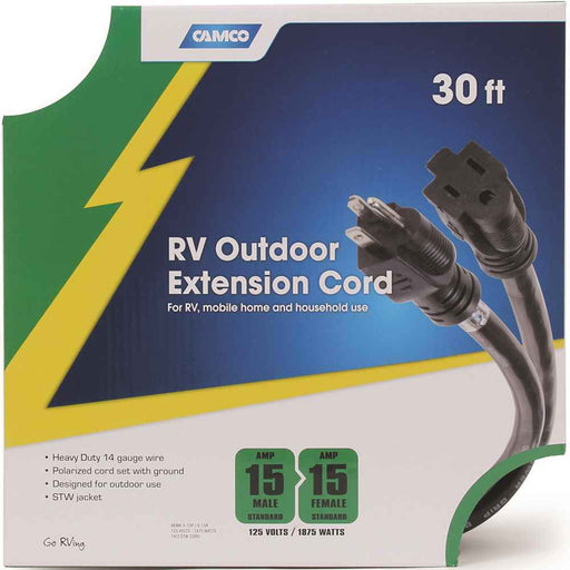 Buy Camco 55142 30 Feet 15 Amp Outdoor Extension Cord, 14-Gauge - Power