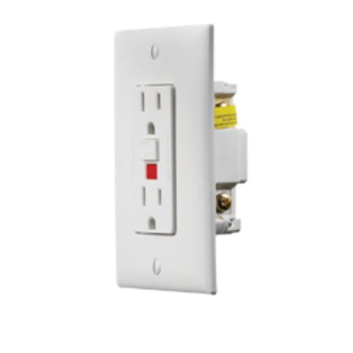 White Dual GFCI Outlet w/Cover Plate 