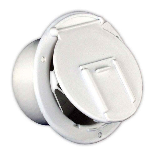 Round Electric Cable Hatch w/Back Polar White 