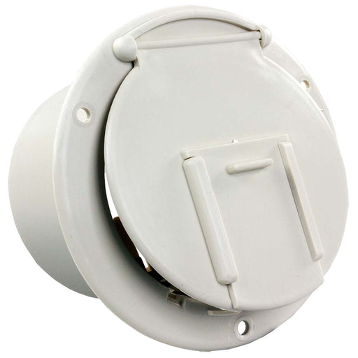 Round Electric Cable Hatch w/Back Colonial White 