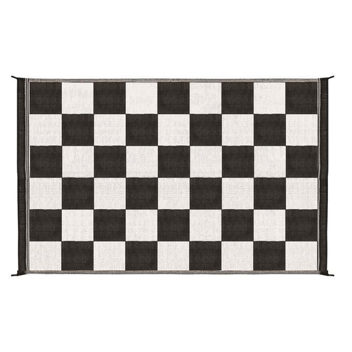 Black & White Checkered Reversible Outdoor Mat-6' X 9'