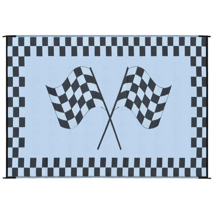 Checkered Patio Mat 6X9 Black/White