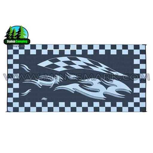 Checkered Patio Mat 8X16 Black Flag 