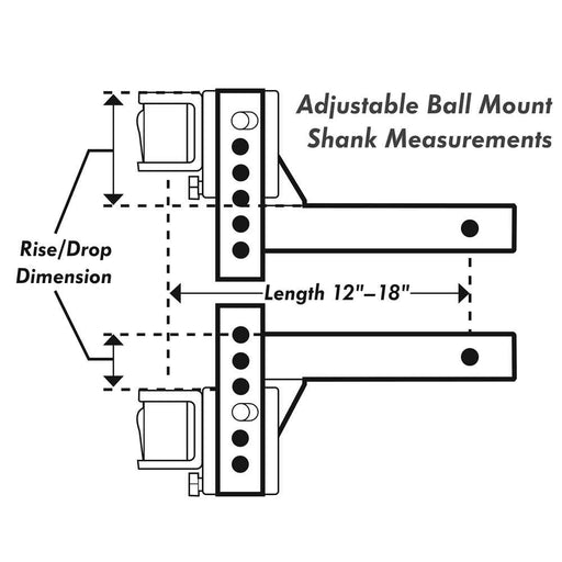 Ea-Z-Lift 18" x 2.5" x 5.5" 18" Adjustable Ball Mount Hi/Low Shank
