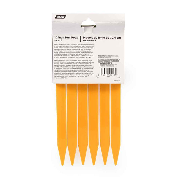 12 Inch ABS Tent Pegs, Pack of 6-12", 6 Pack