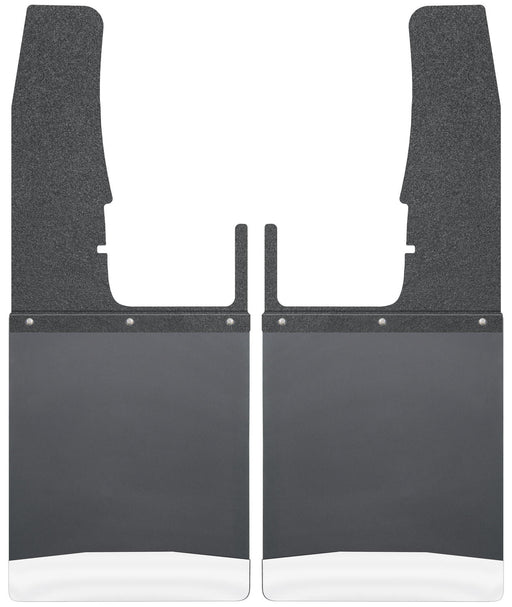 Kick Back Mud Flaps Front 12" Wide - Black Top/Stainless Steel Weight