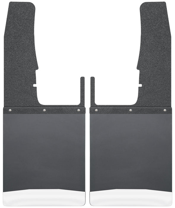 Kick Back Mud Flaps Front 12" Wide - Black Top/Stainless Steel Weight