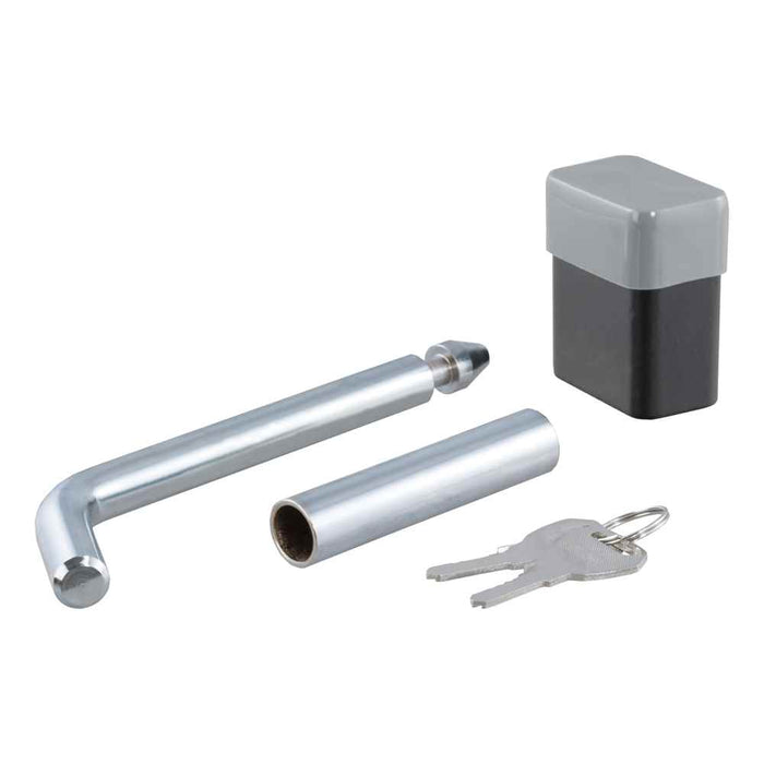 1/2" Hitch Lock with 5/8" Adapter (1-1/4" or 2" Receiver, Deadbolt, Chrome)
