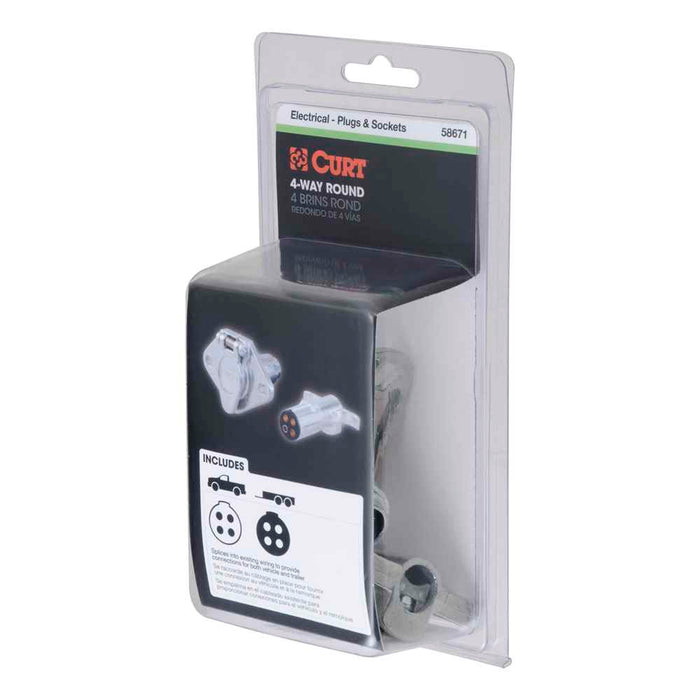 4-Way Round Connector Plug & Socket (Packaged)