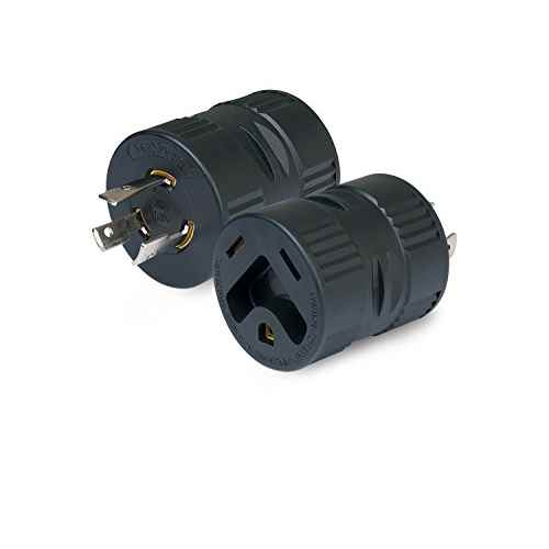 20 Amp, 125V Male to 30 Amp, 125V Locking Female black Generator Adapter, Black