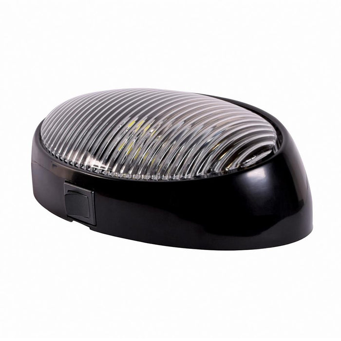 LED Oval Porch Light Switched Black Clear