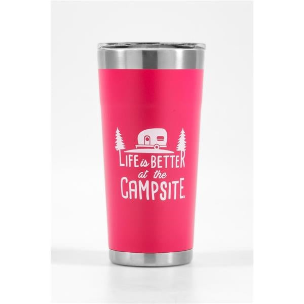 Life is Better at The Campsite Stainless Steel 20 oz. Tumbler Coral Pink