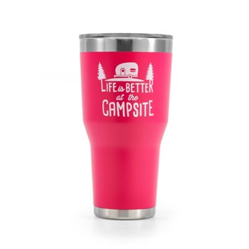 Life is Better at The Campsite Stainless Steel 30 oz. Tumbler Coral Pink