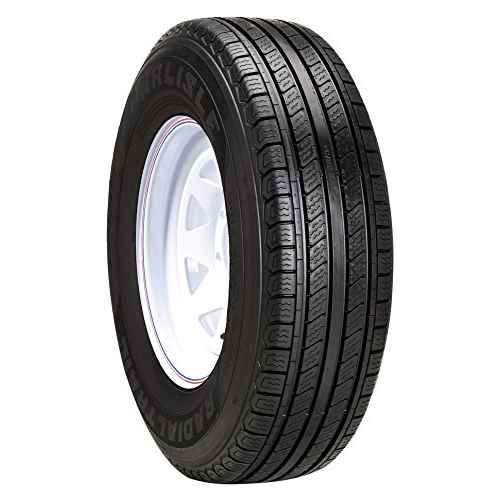ST175/80R13 Radial Trail HD 13x4.5 (5/4.5 Lug Pattern) 8 Spoke Design,White with Stripe painted finish Trailer Tire and Rim Comb