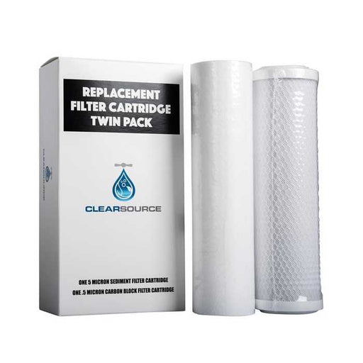 Replacement Water Filter Cartridge Twin Pack with 5 Micron Sediment/.5 Micron Carbon