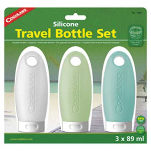 Silicone Travel Bottles (3 Pack), Clear, Green, Blue, 3Oz (89ml)