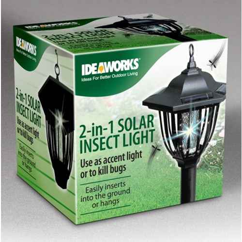 2 in 1 Solar Insect Bug Zapper Lantern Light - Dual Purpose Yard Accent, Black
