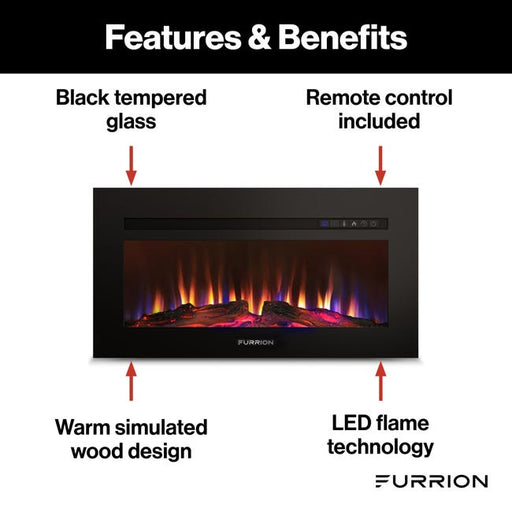 60'Built-In Electric Fireplace Black